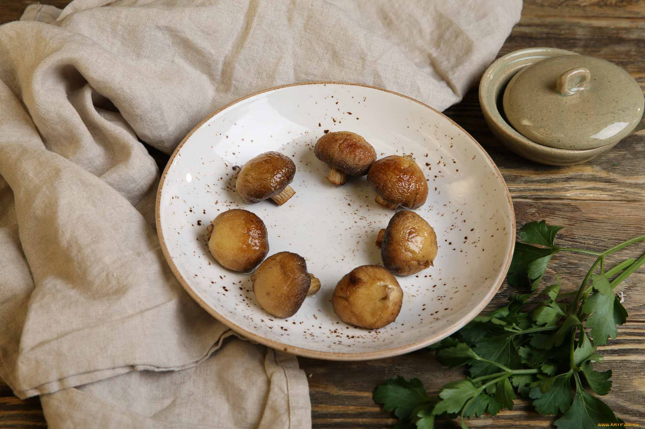 еда, грибы, , грибные, блюда, скатерть, посуда