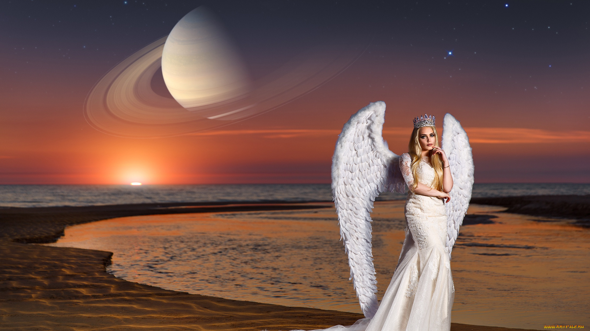 девушки, -unsort, , креатив, крылья, ангел, платье, настроение, девушка, ренат, хисматулин, облака, песок, поза, стиль