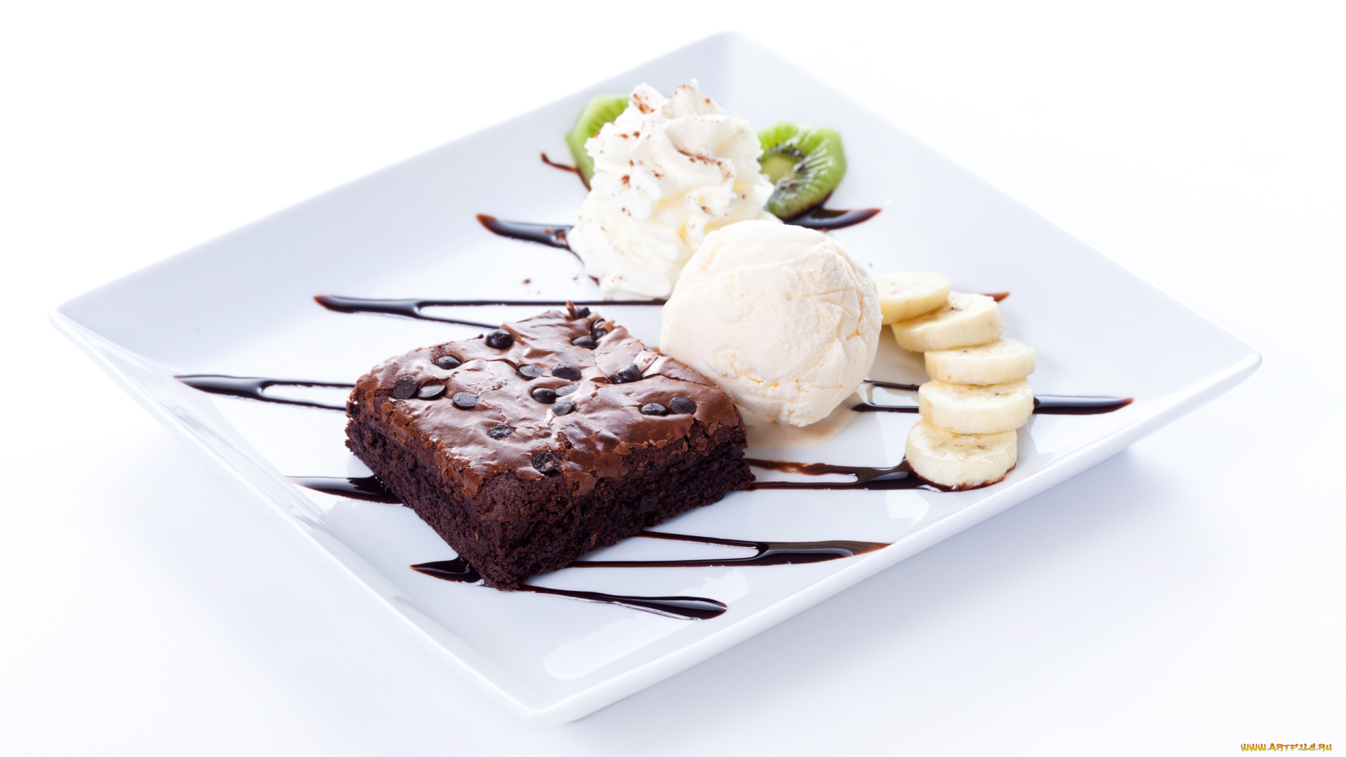 еда, мороженое, , десерты, бисквит, банан, тарелка