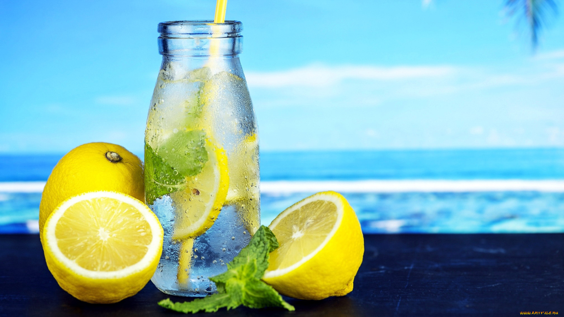 еда, напитки, мята, лимон, лимонад