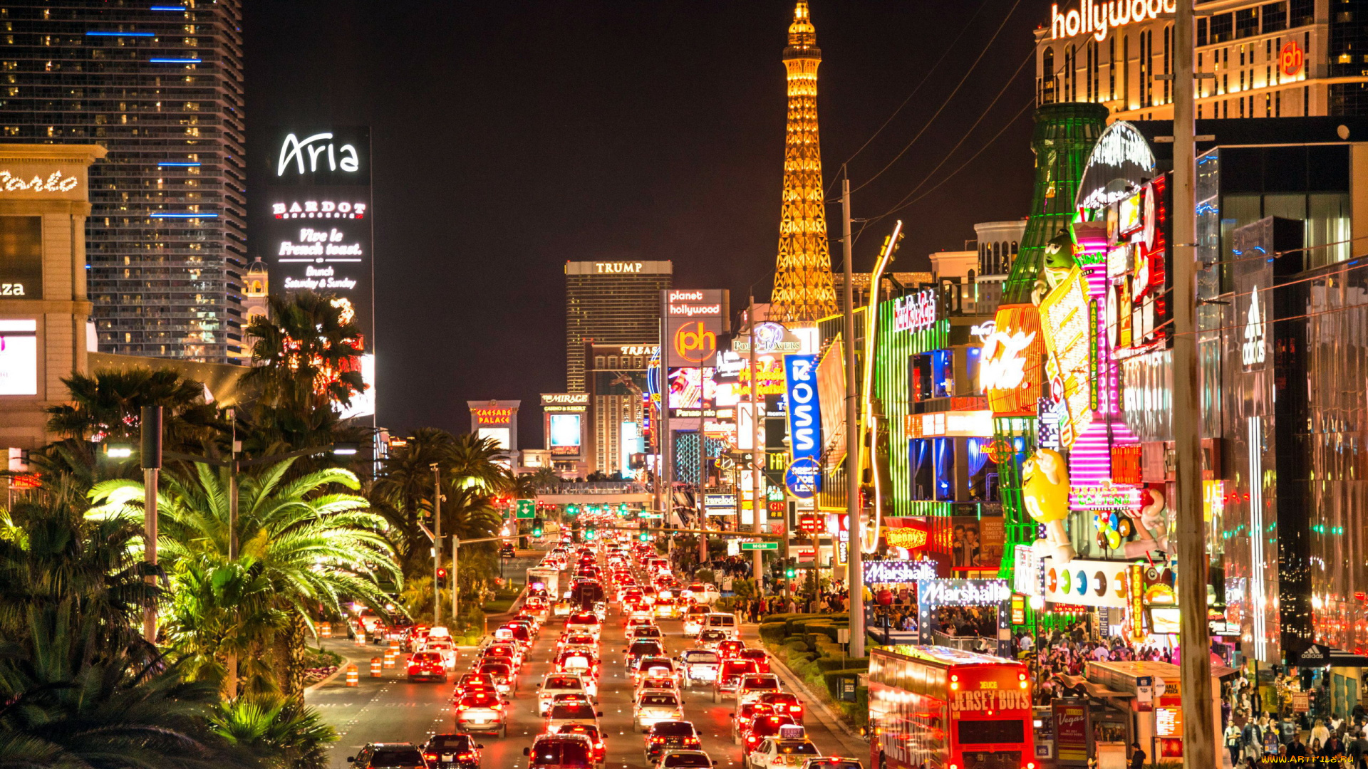 города, лас-вегас, , сша, вечер, огни