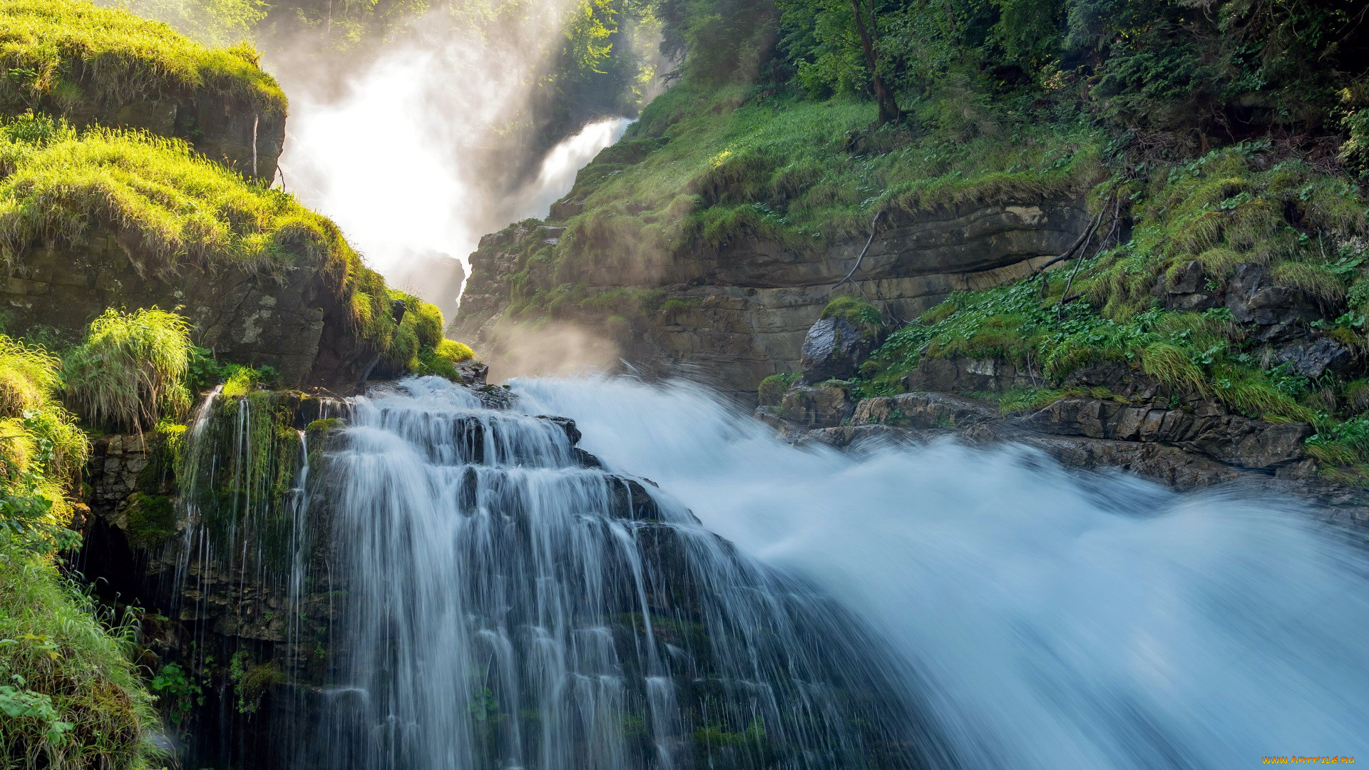 природа, водопады, поток, водопад, вода