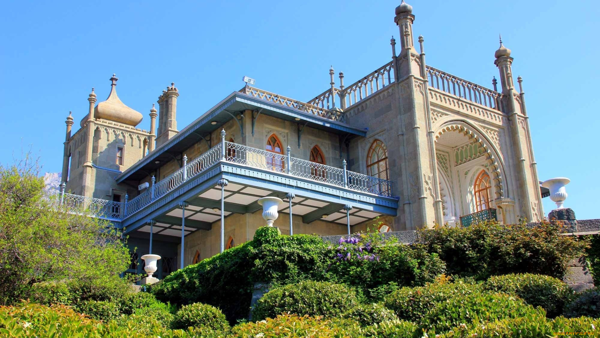 воронцовский, дворец, алупка, города, -, дворцы, , замки, , крепости, здание, крым, алупка, дворец, воронцовский