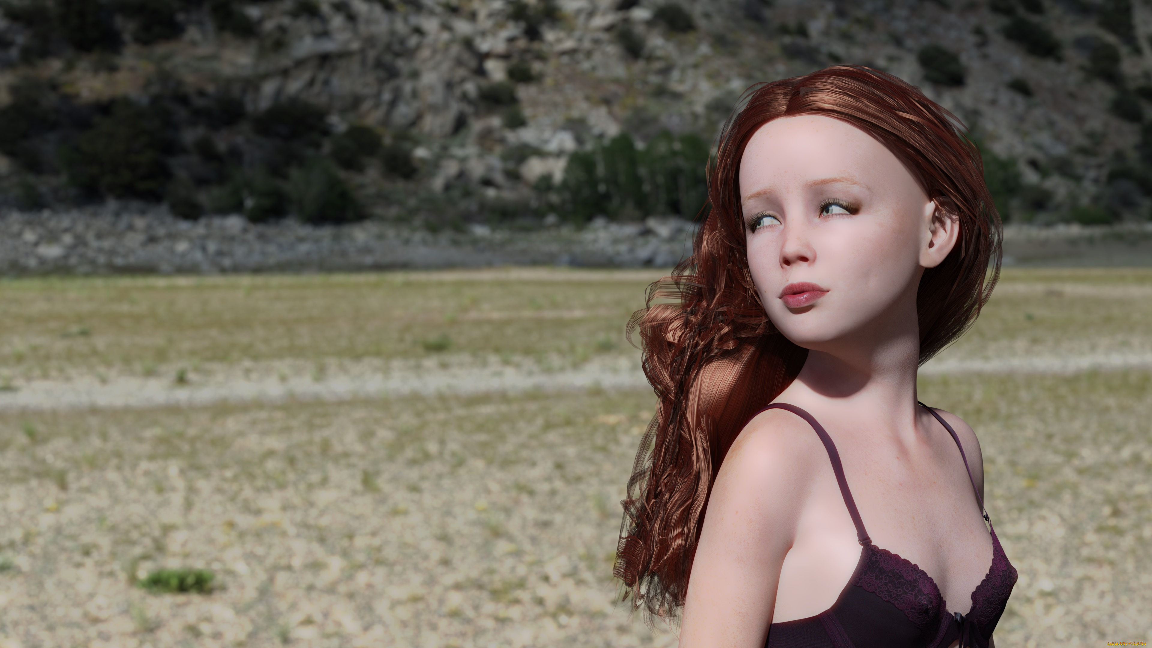 3д, графика, люди, , people, девушка, взгляд, фон