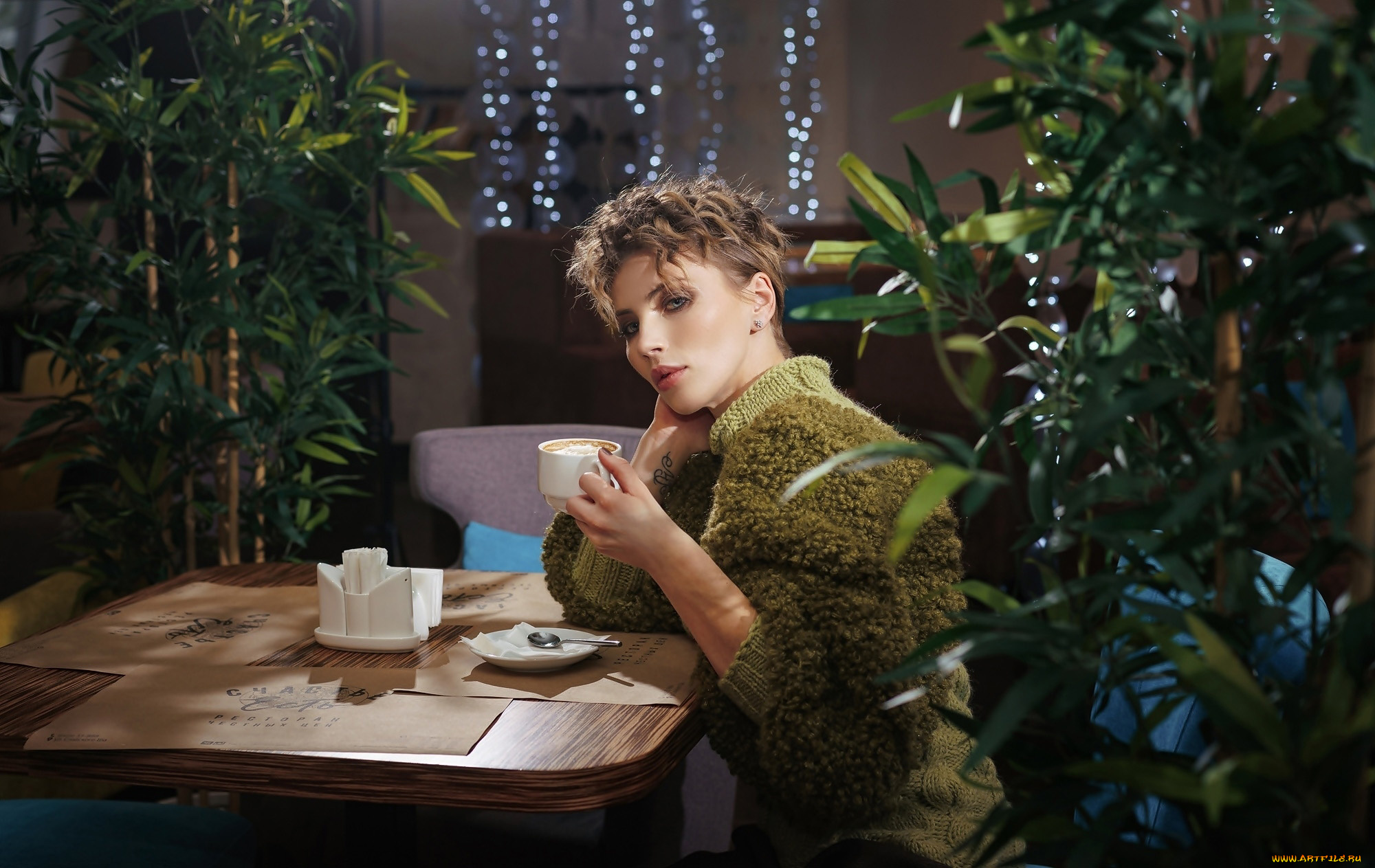 девушки, -, брюнетки, , шатенки, кафе, кофе