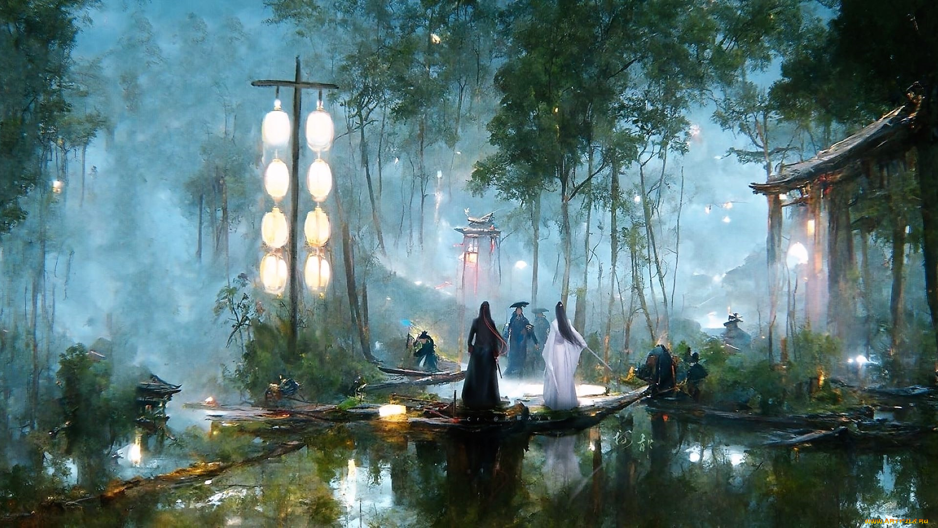 рисованное, кино, , мультфильмы, вэй, усянь, лань, ванцзи, пристань, озеро