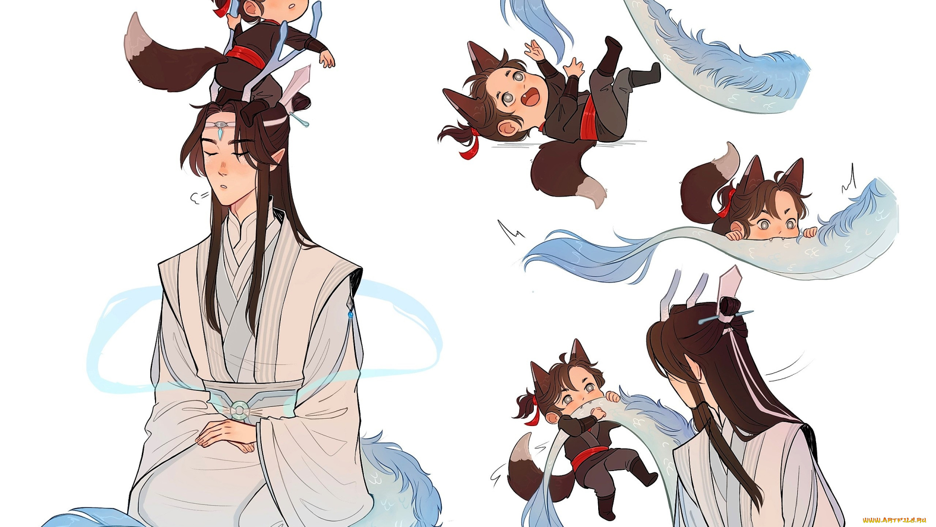 аниме, mo, dao, zu, shi, вэй, усянь, лань, ванцзи, лисенок, дракон