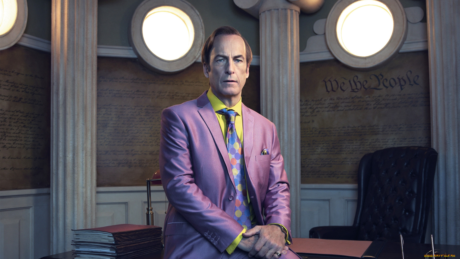 bob, odenkirk, мужчины, -unsort, костюм, галстук, колонны, стол, кресло