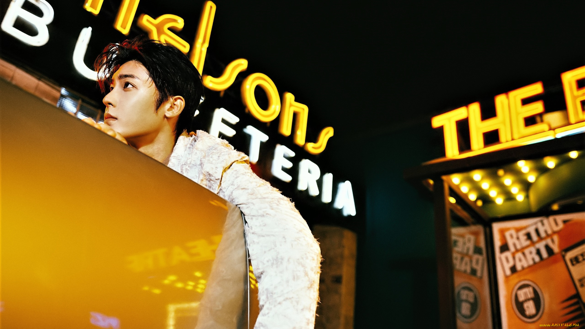 мужчины, hou, ming, hao, актер, куртка, стол