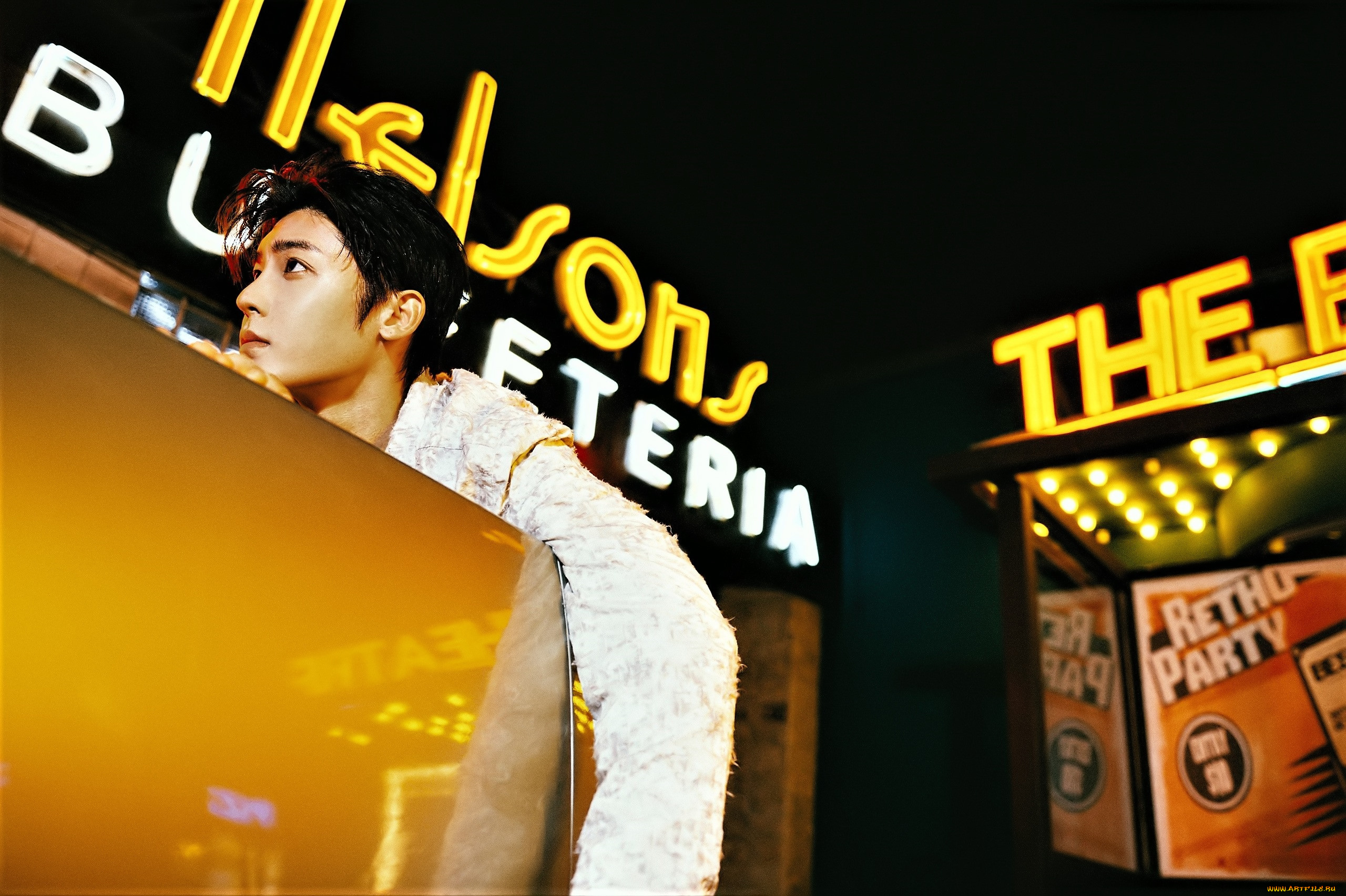 мужчины, hou, ming, hao, актер, куртка, стол