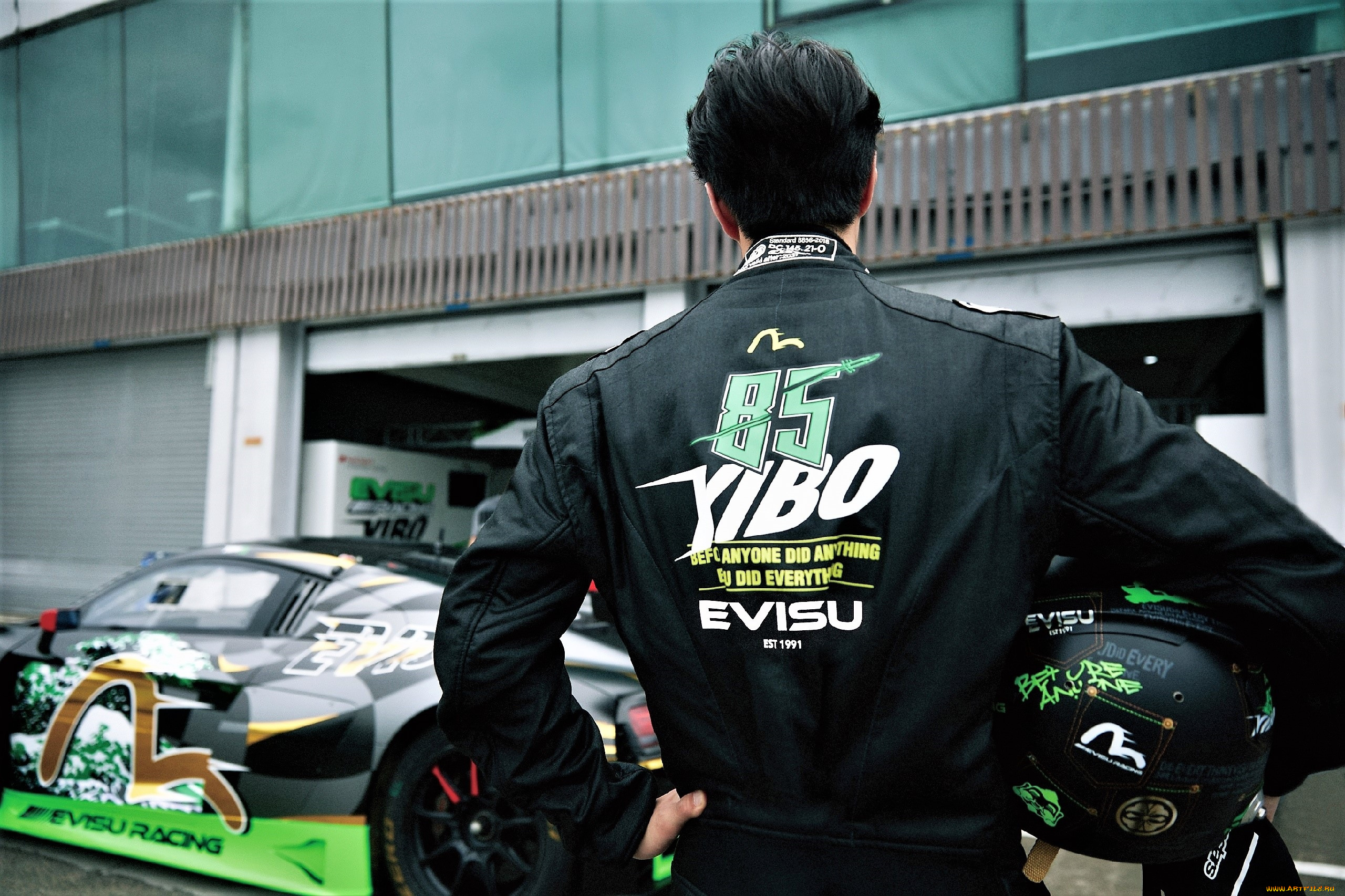 мужчины, wang, yi, bo, гонщик, костюм, шлем, машина