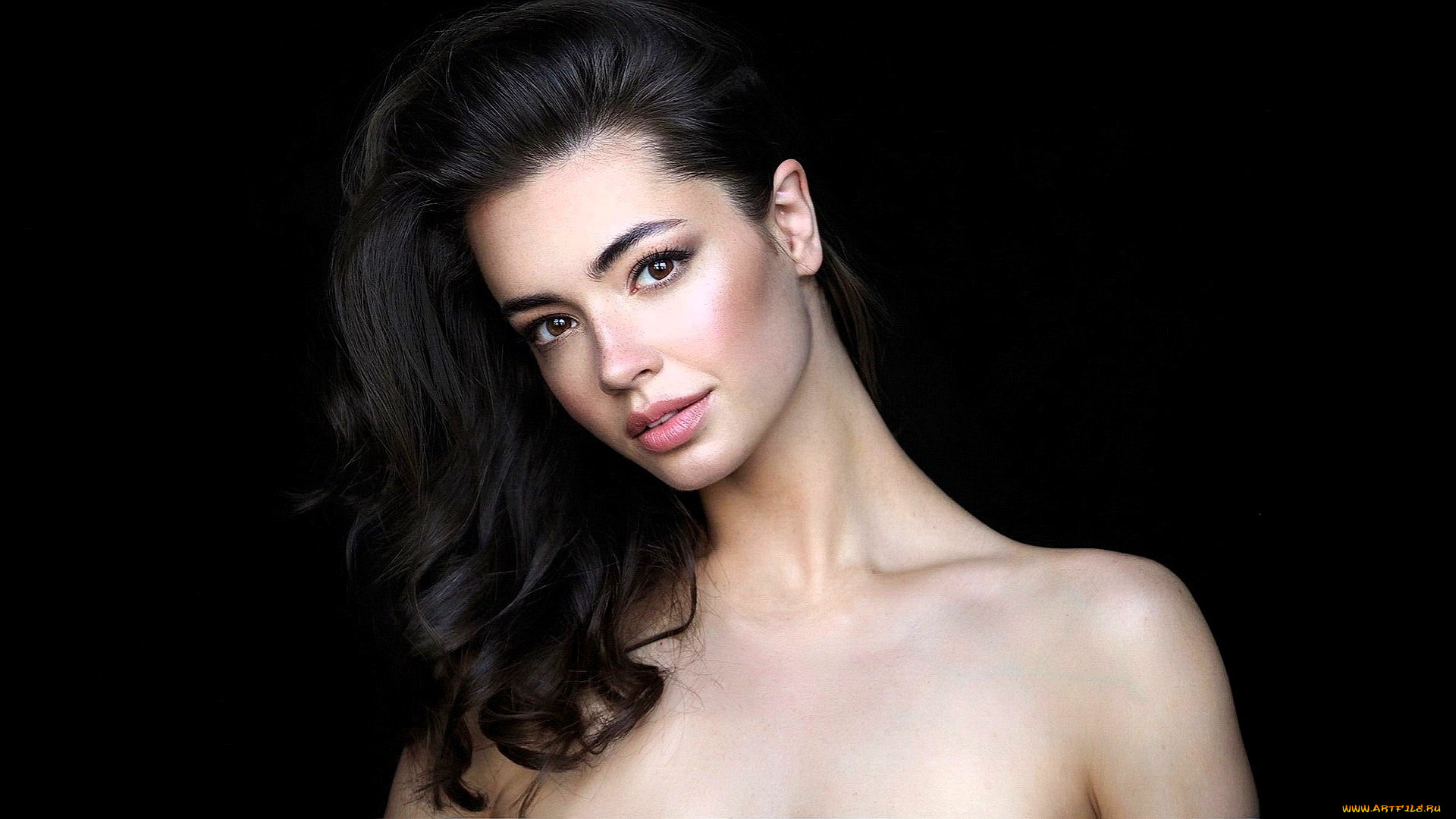 девушки, -, лица, , портреты, брюнетка, лицо