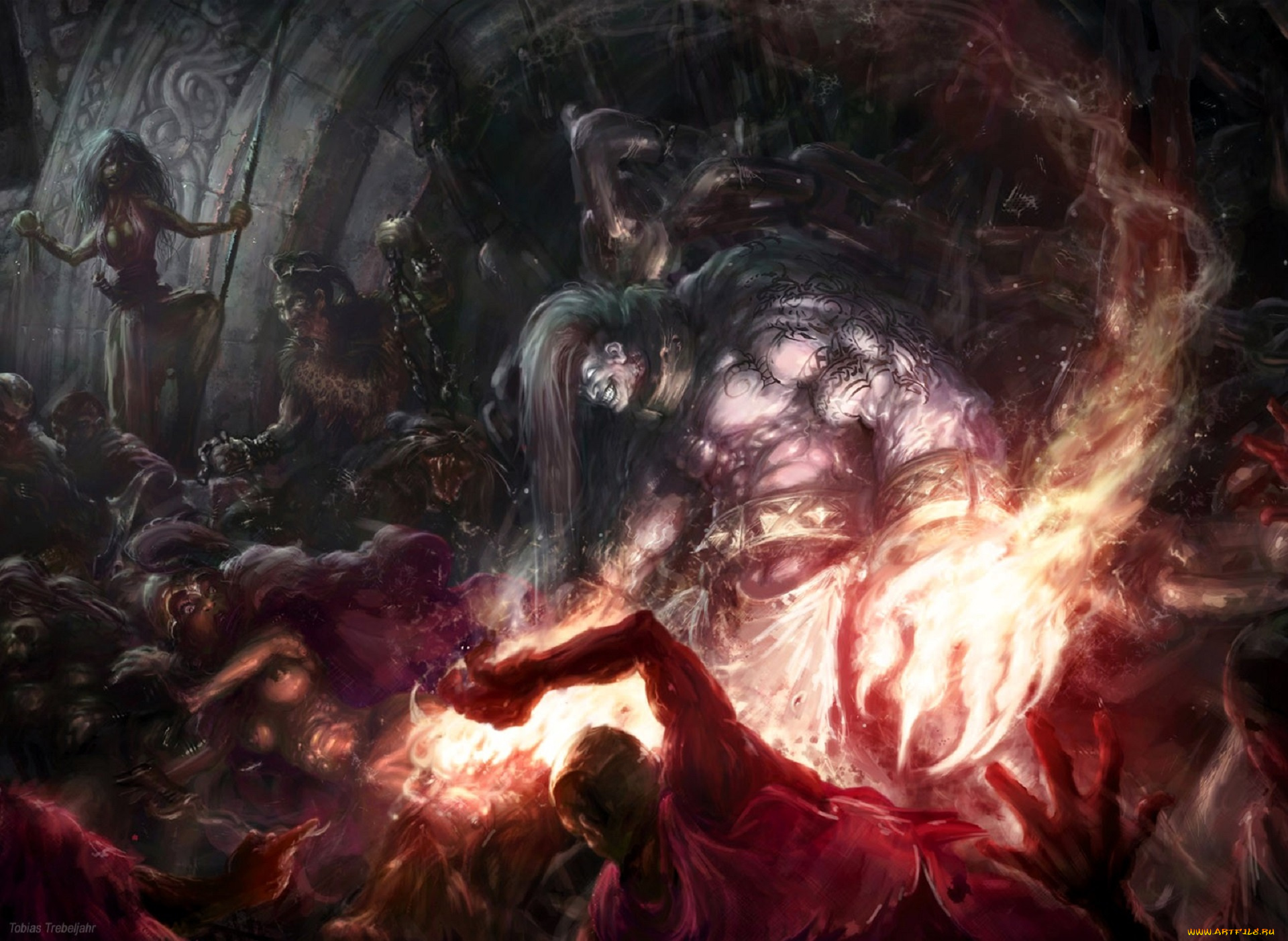 фэнтези, демоны, хаос, люди, огонь