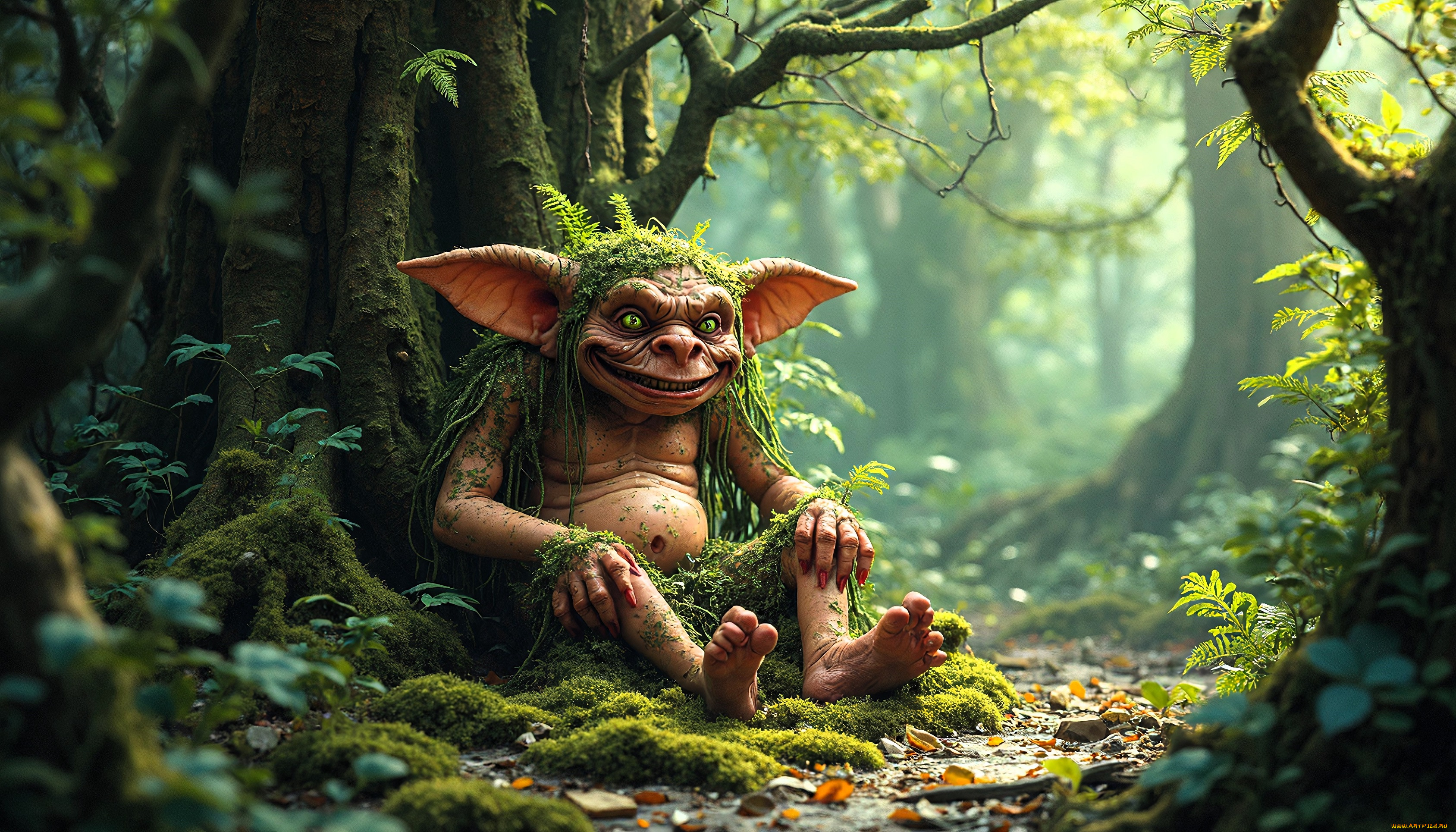 3д, графика, существа, , creatures, существо, леший, лес, мох, тропинка