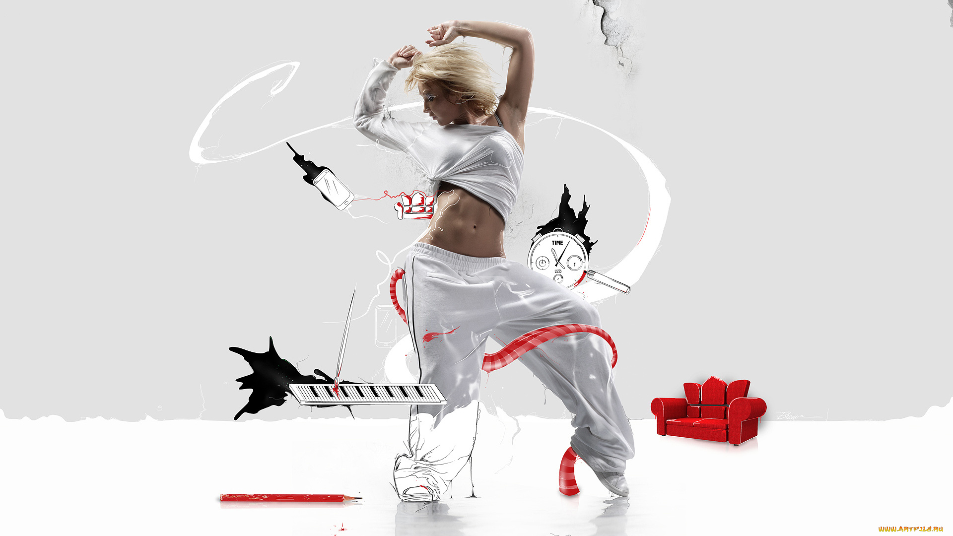 -Unsort, Креатив, девушки, unsort, креатив, лента, карандаш, кресло, девушка