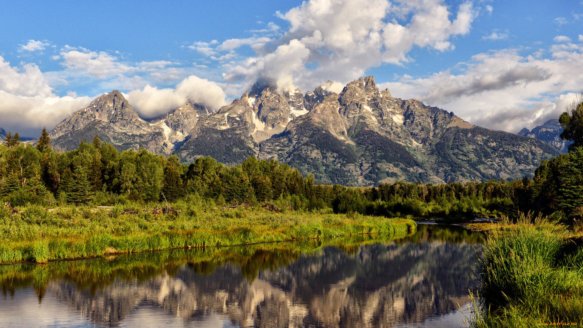 grand, teton, national, park, природа, реки, озера, река, пейзаж, горы