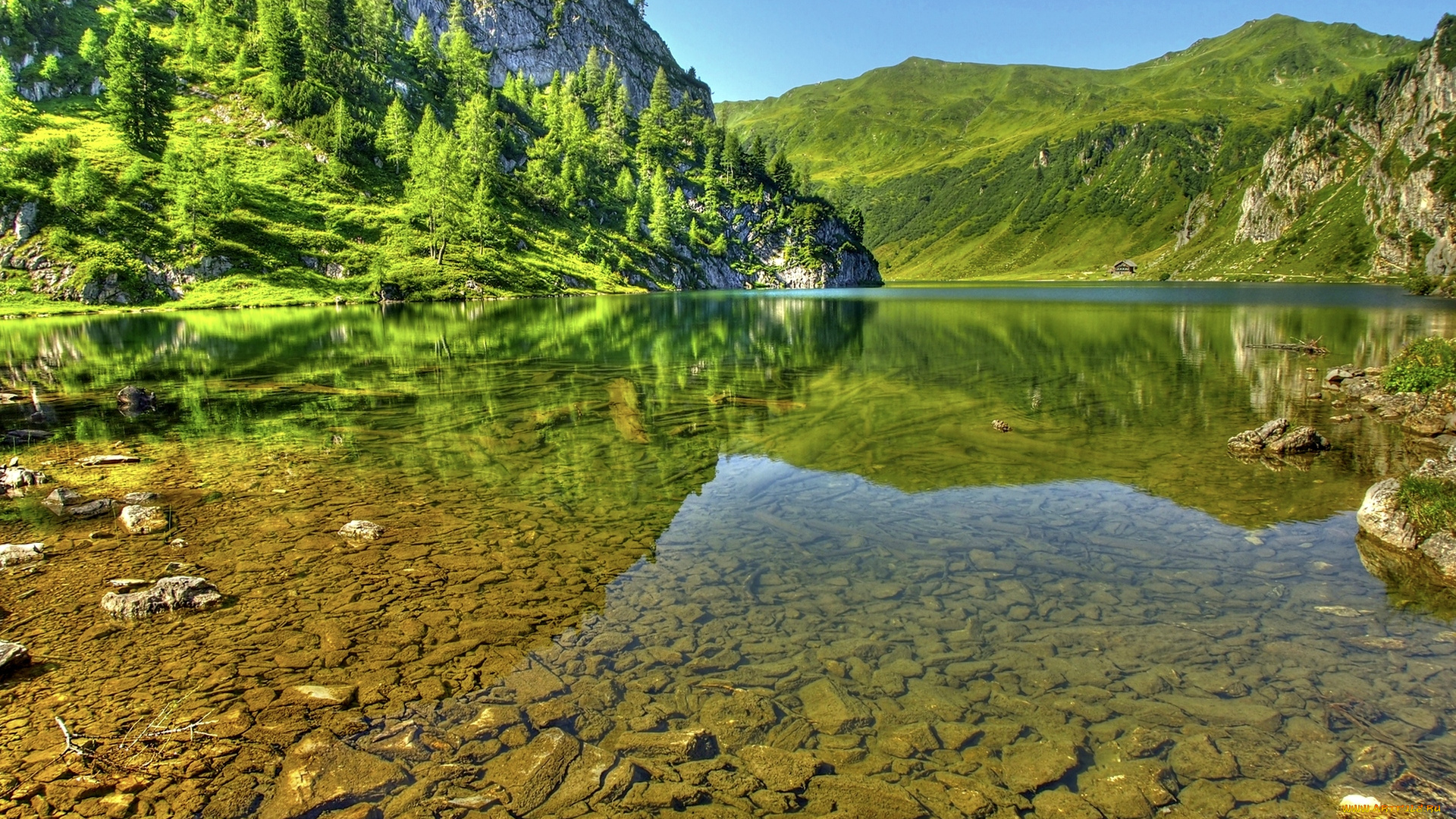 shallow, water, lake, природа, реки, озера, горы, каменистое, дно, река
