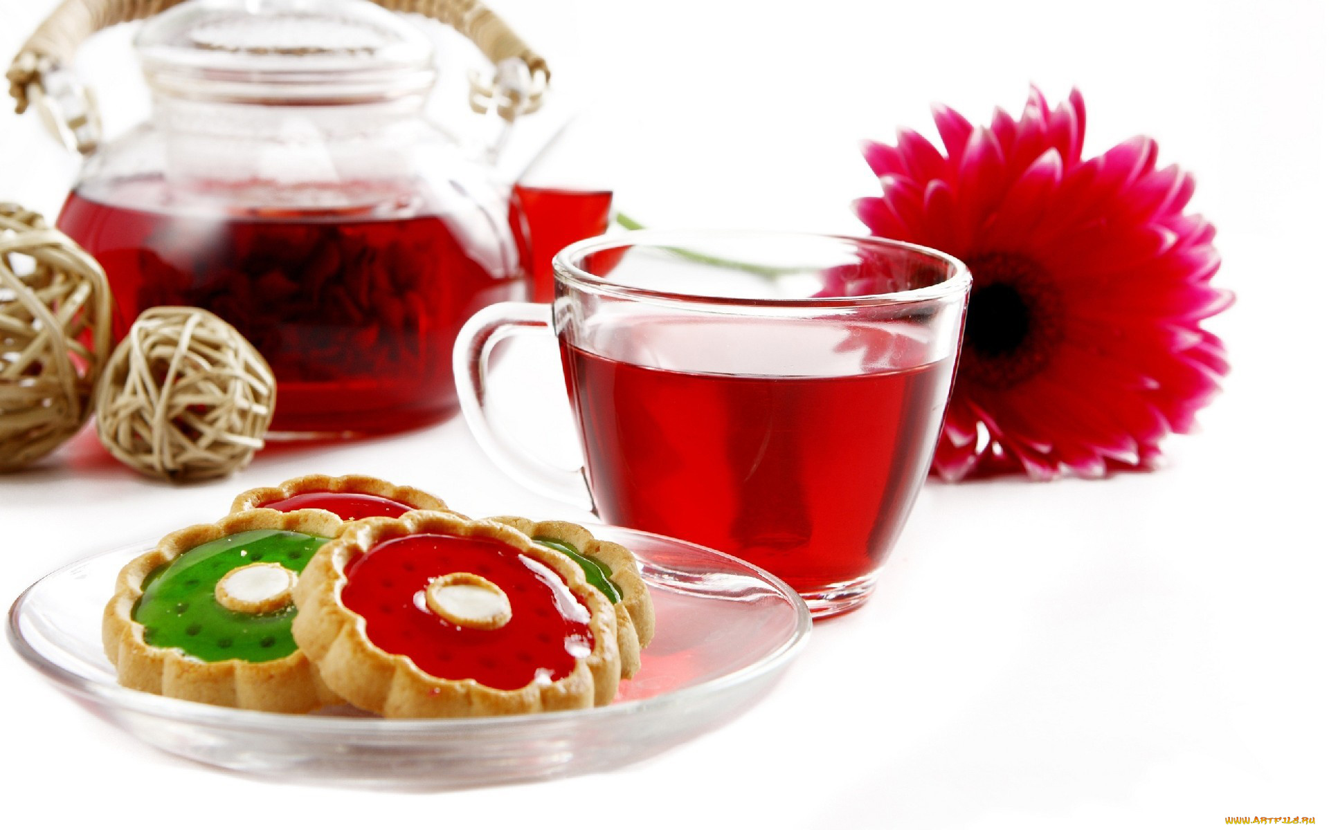 еда, напитки, Чай, печенье, чай, гербера, тарелка