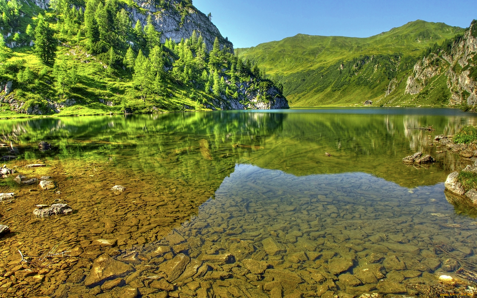 shallow, water, lake, природа, реки, озера, горы, каменистое, дно, река
