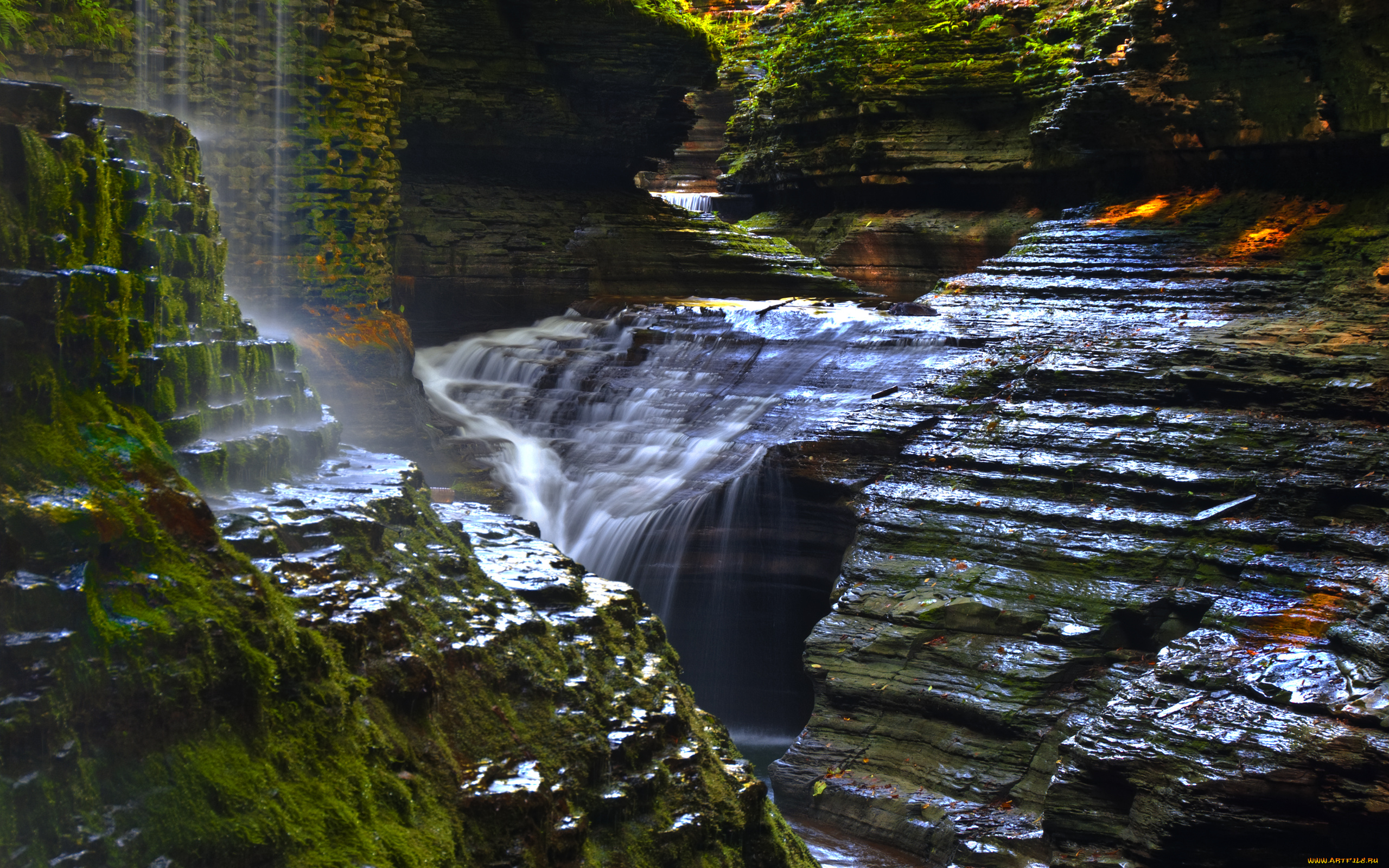 watkins, glen, state, park, природа, водопады, водопад, горы, скалы