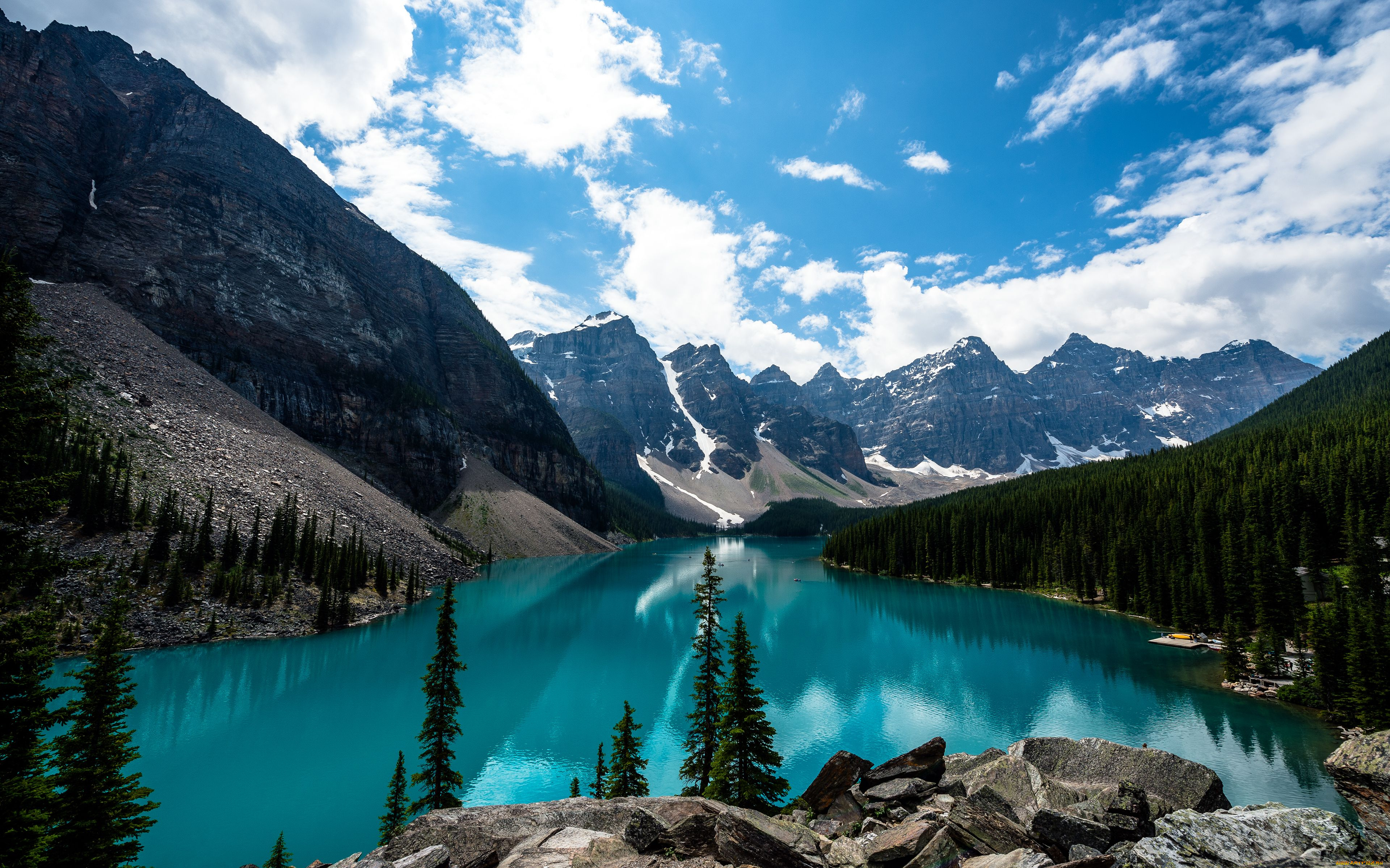 природа, реки, озера, озеро, канада, canada, пейзаж, лес, moraine, lake, the, banff, national, park, деревья, горы