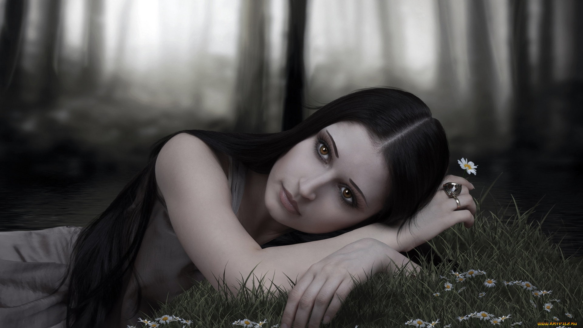 -Unsort, Брюнетки, Шатенки, девушки, unsort, брюнетки, шатенки, тайна, ромашка, глаза