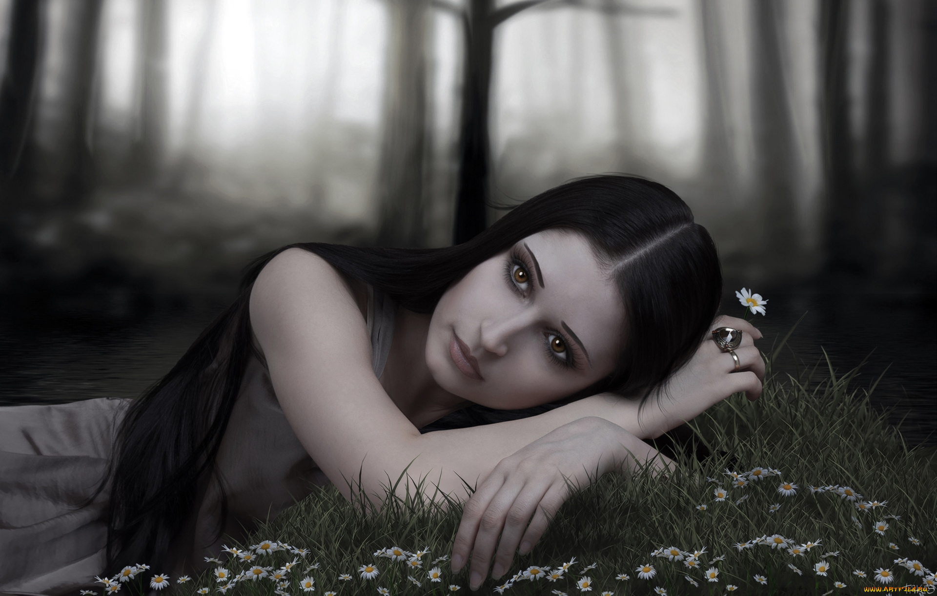 -Unsort, Брюнетки, Шатенки, девушки, unsort, брюнетки, шатенки, тайна, ромашка, глаза