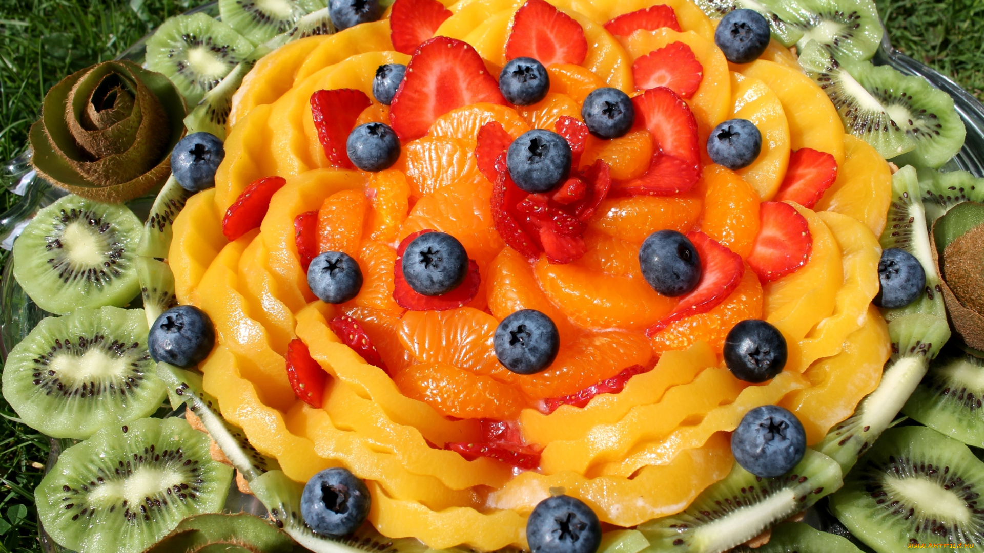 еда, фрукты, , ягоды, голубика, персики, киви