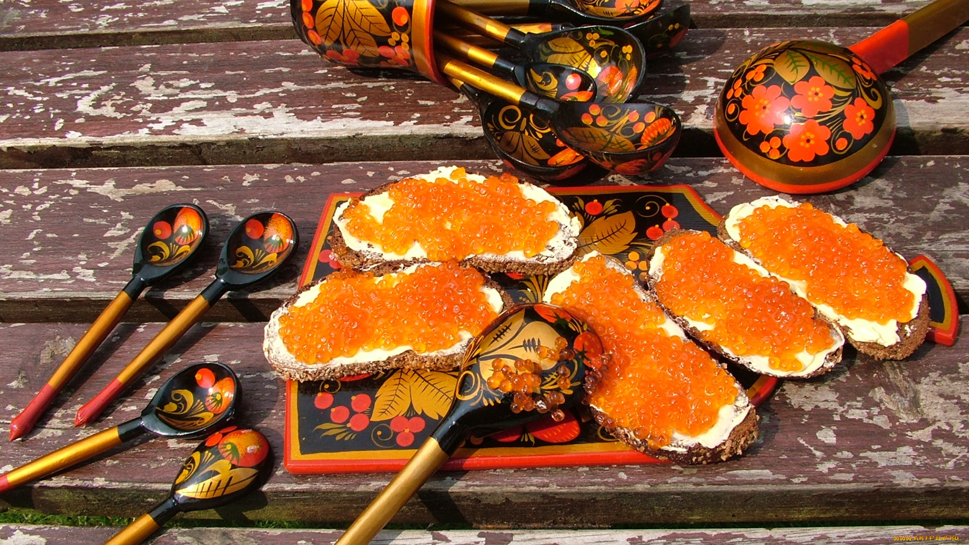 еда, икра, ложки