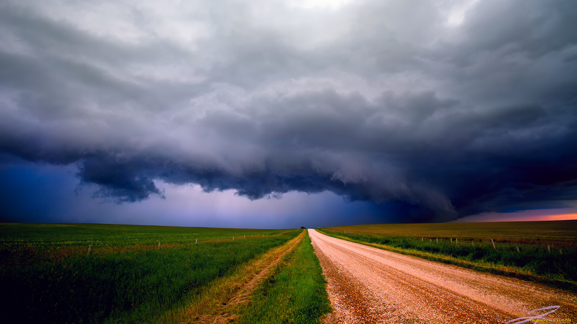природа, стихия, грунтовка, дорога, поля, шторм, небо, тучи, альберта, канада
