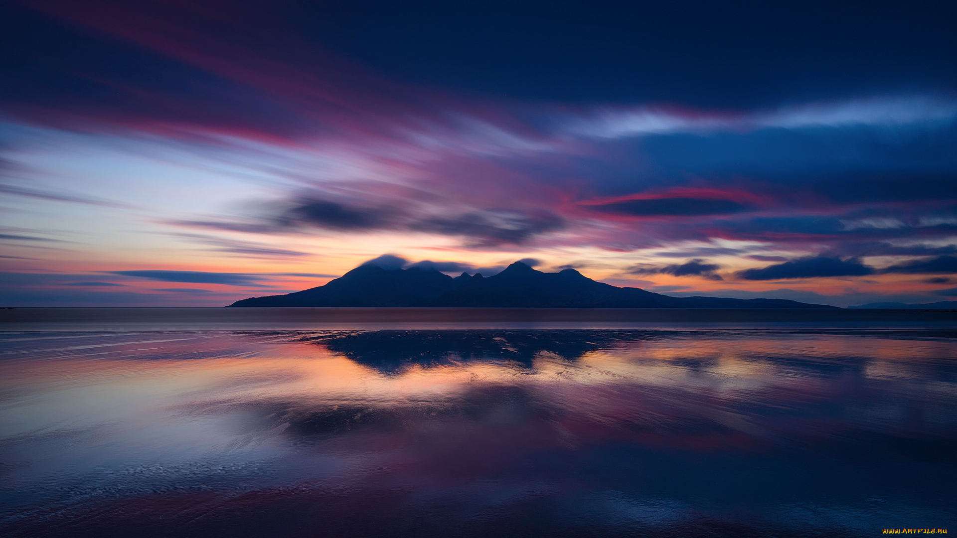 природа, восходы, закаты, эгг, шотландия, остров, облака, горы, вечер, пляж, атлантический, океан