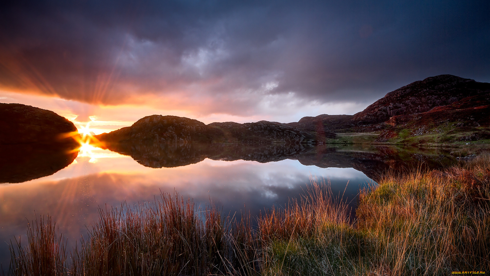 природа, восходы, закаты, сноудония, северный, уэльс, англия, национальный, парк