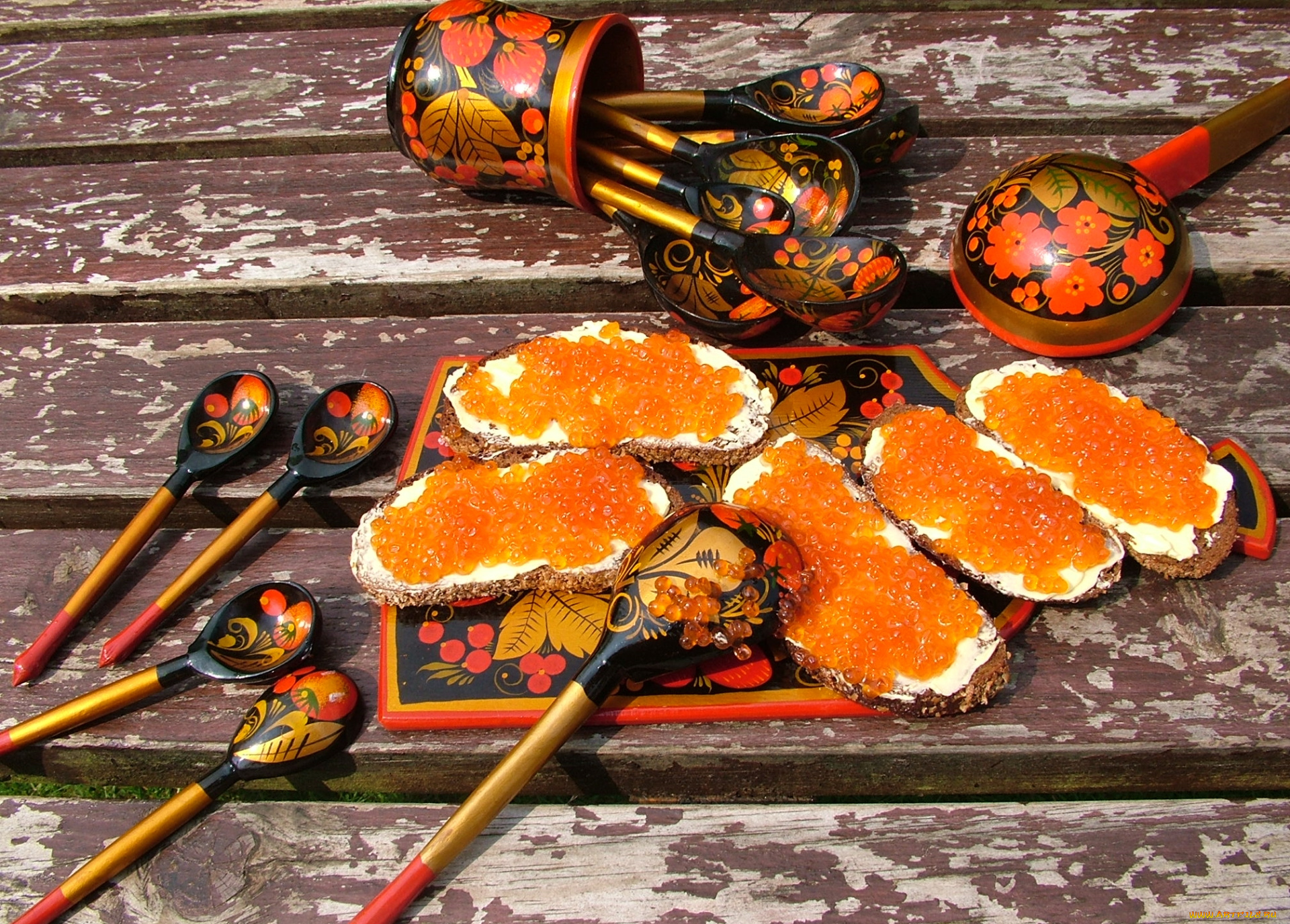 еда, икра, ложки