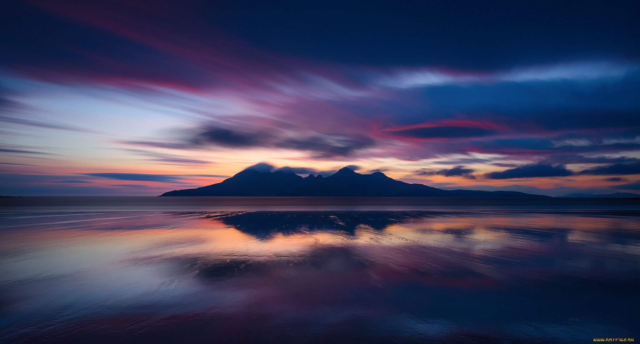 природа, восходы, закаты, эгг, шотландия, остров, облака, горы, вечер, пляж, атлантический, океан