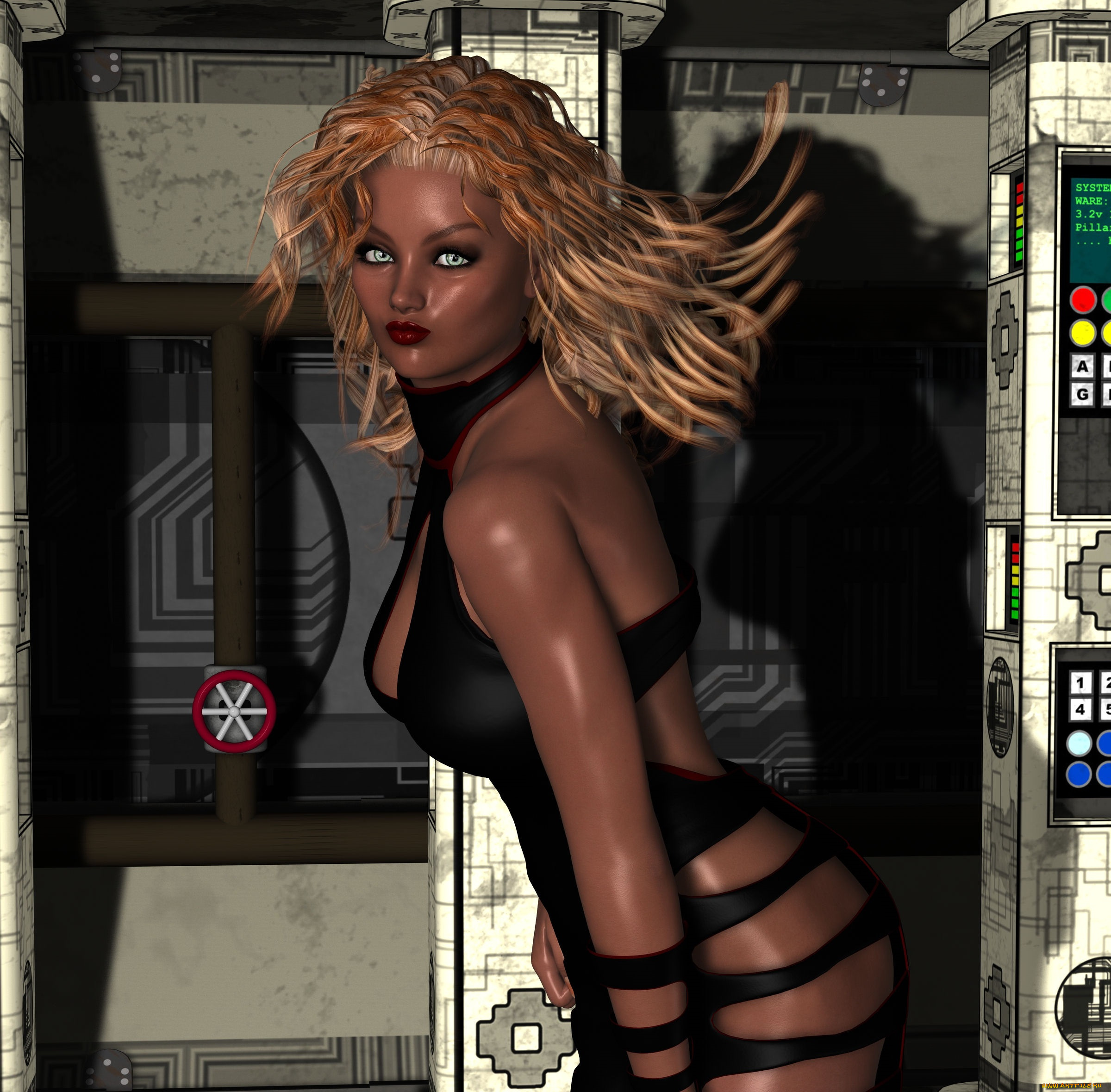 3д, графика, люди, , people, блондинка, взгляд, девушка