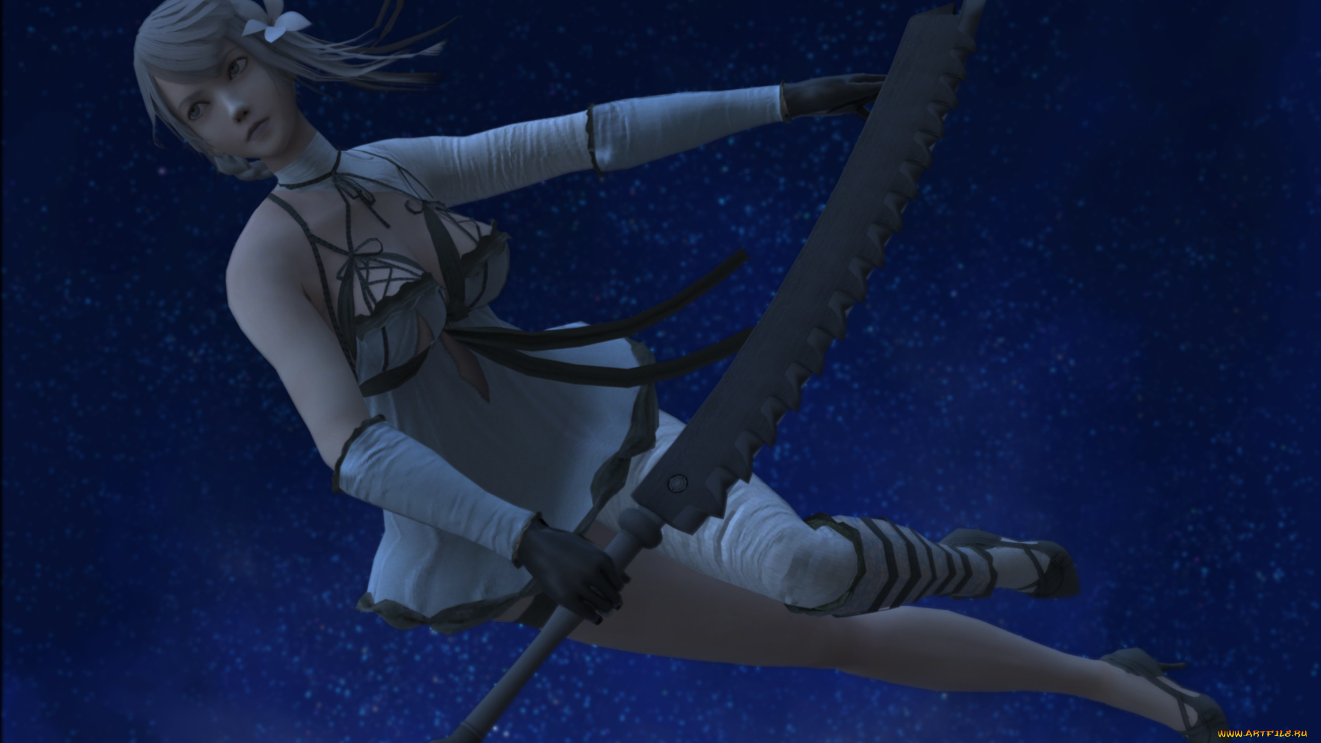 3д, графика, аниме, , anime, девушка, взгляд, фон, оружие