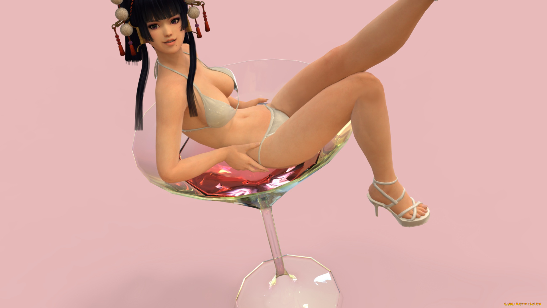 3д, графика, аниме, , anime, девушка, взгляд, фон