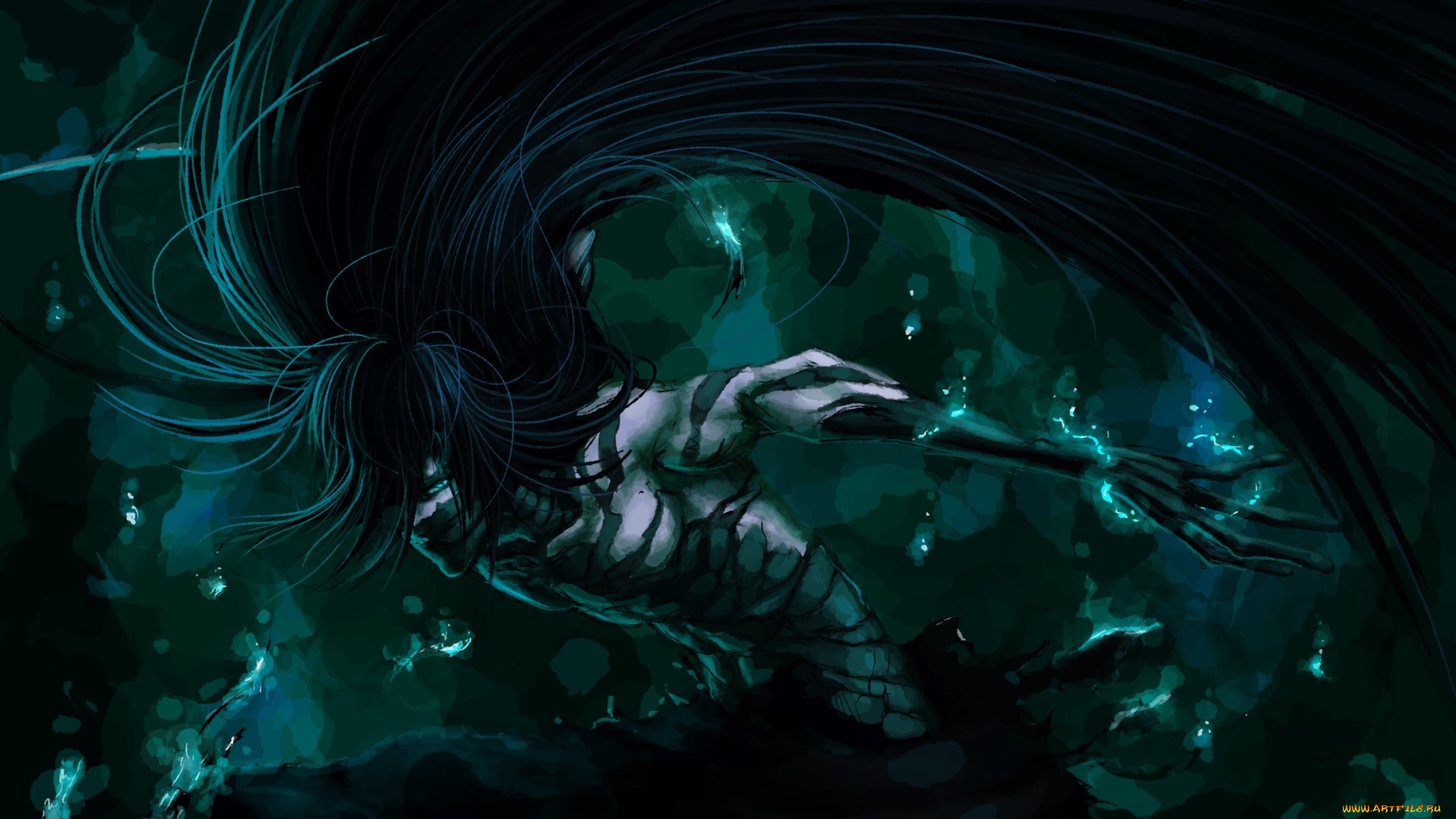 аниме, bleach, блич, арт, маска, парень, kurosaki, ichigo