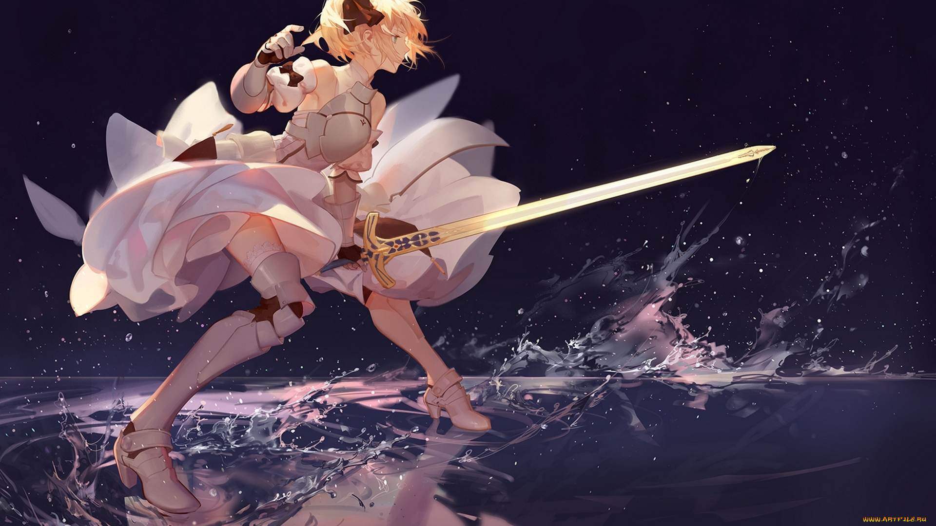 аниме, fate, stay, night, asuka, арт, девушка, saber, stay, night, unlimited, codes, меч, оружие