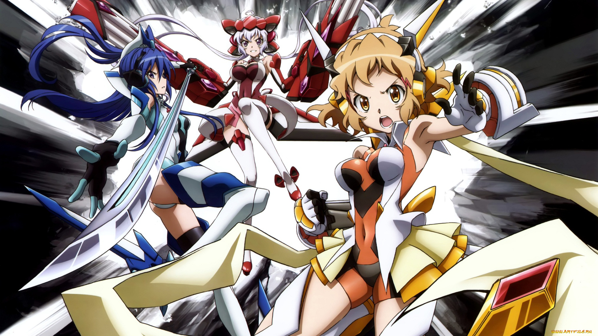 аниме, senki, zesshou, symphogear, меч, девушки, senki, zesshou, symphogear, оружие