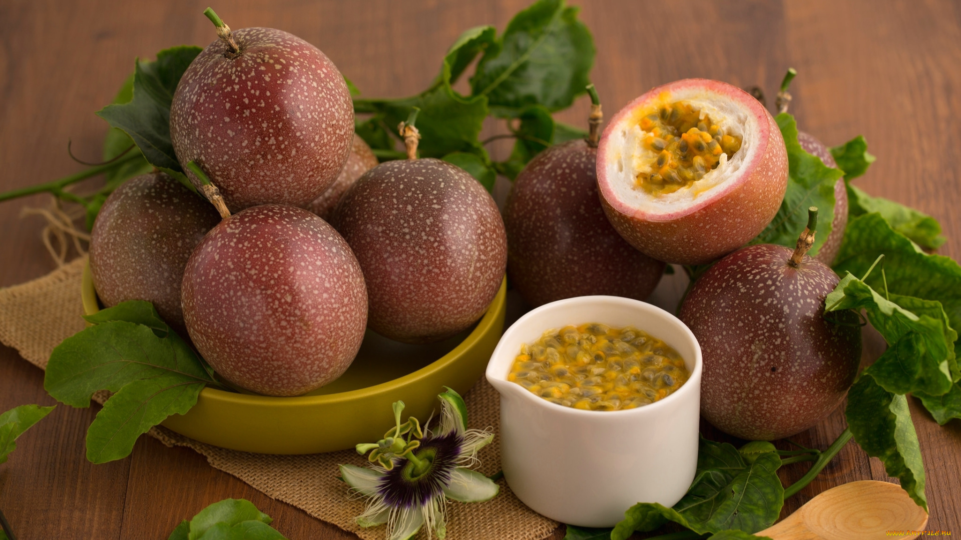 еда, маракуйя, пассифлора, цветы, плоды, экзотика