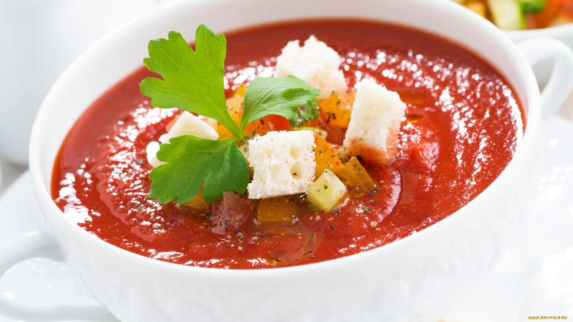 еда, первые, блюда, сухарики, овощи, томатный, суп, гаспаччо