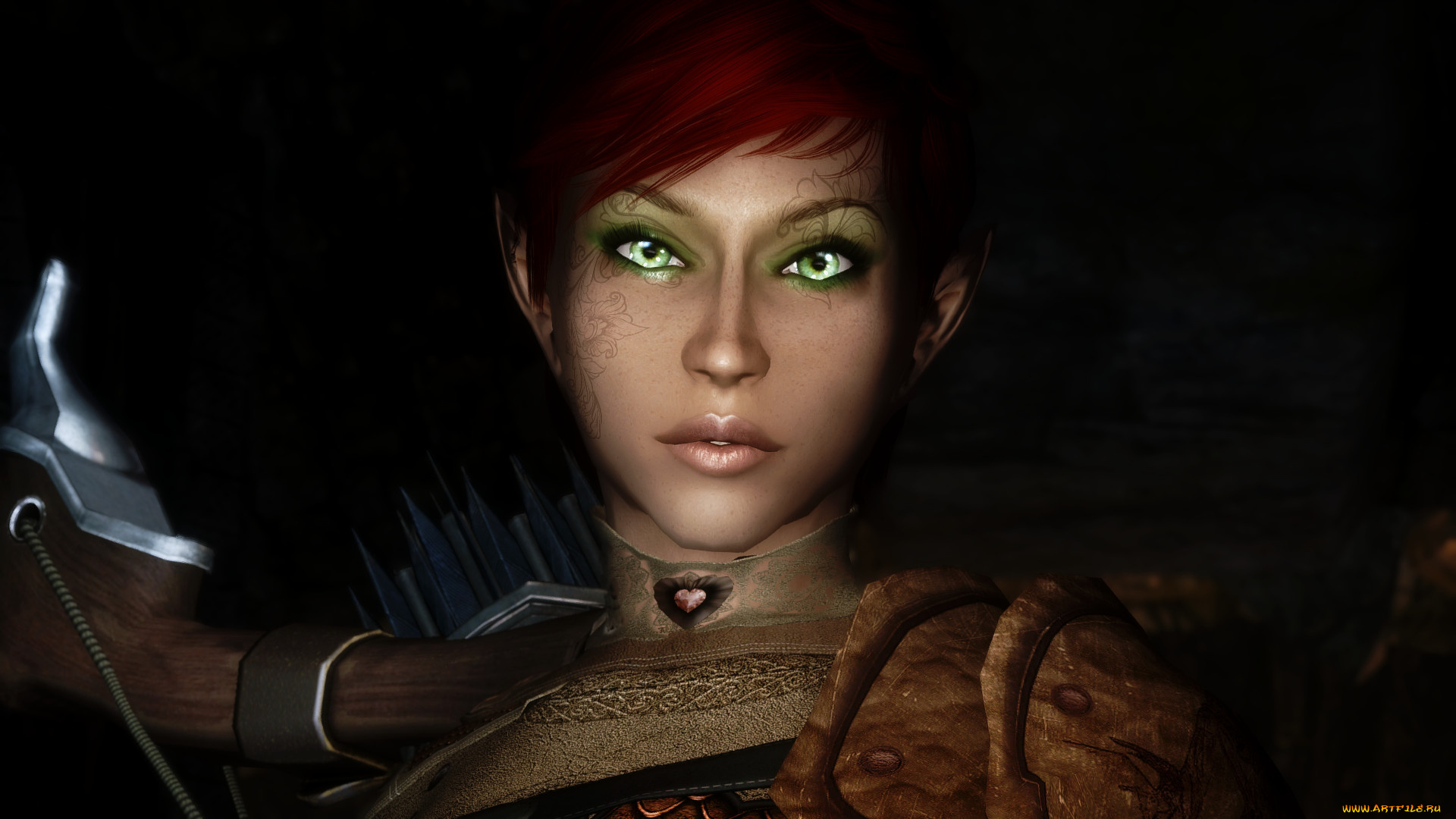 видео, игры, the, elder, scrolls, v, , skyrim, взгляд, девушка, фон