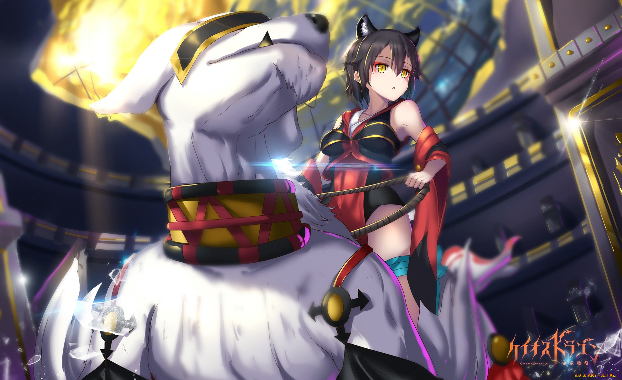 аниме, животные, , существа, арт, hk-zxd0554, животное, девушка