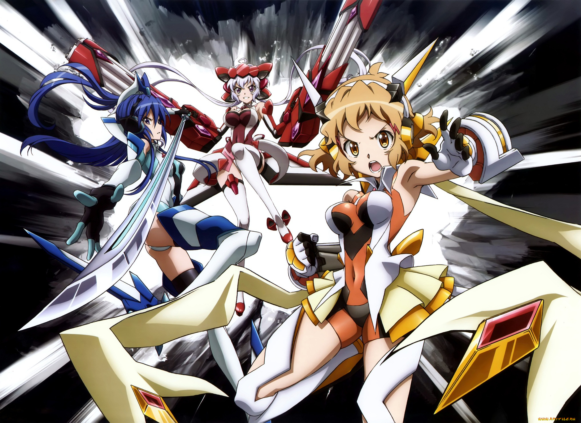 аниме, senki, zesshou, symphogear, меч, девушки, senki, zesshou, symphogear, оружие