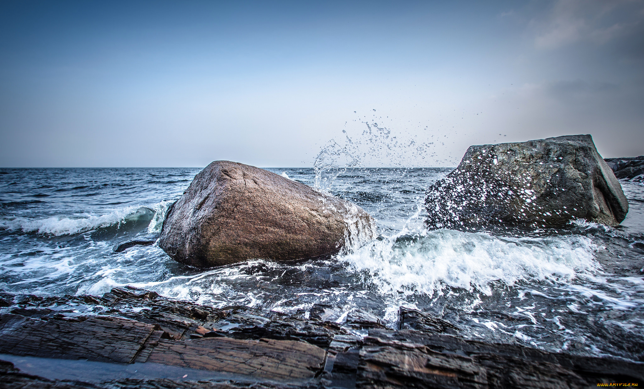 природа, побережье, норвегия, брызги, скалы, шторм, камни, небо, море