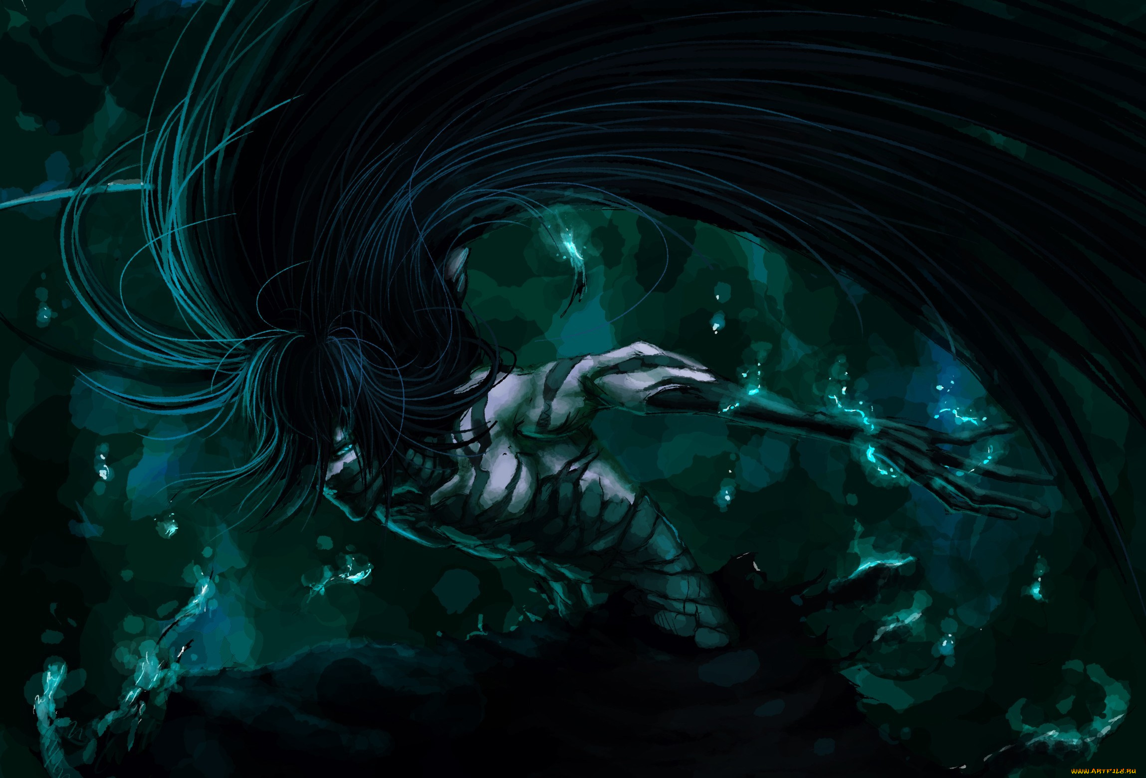 аниме, bleach, блич, арт, маска, парень, kurosaki, ichigo