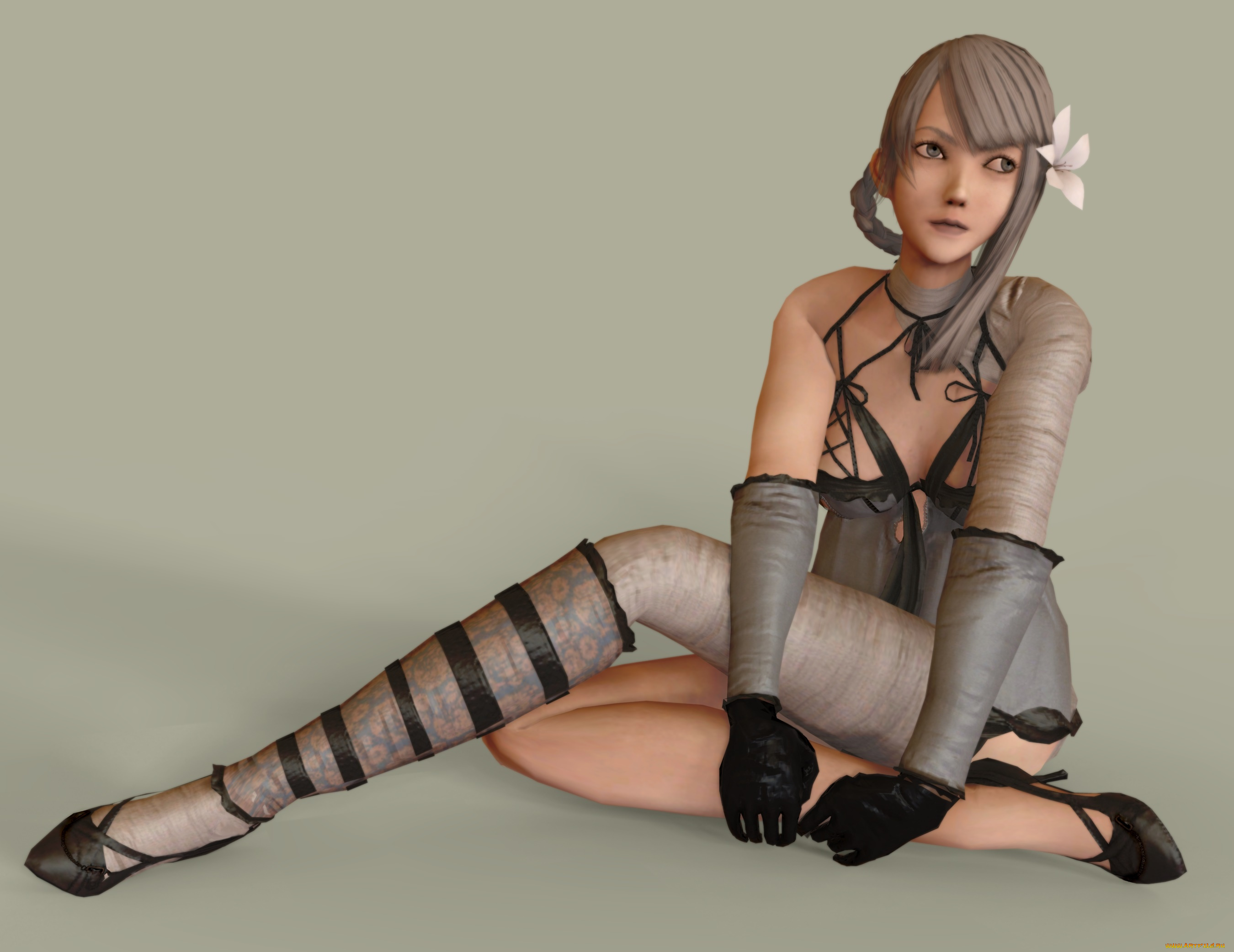 3д, графика, аниме, , anime, девушка, взгляд, фон