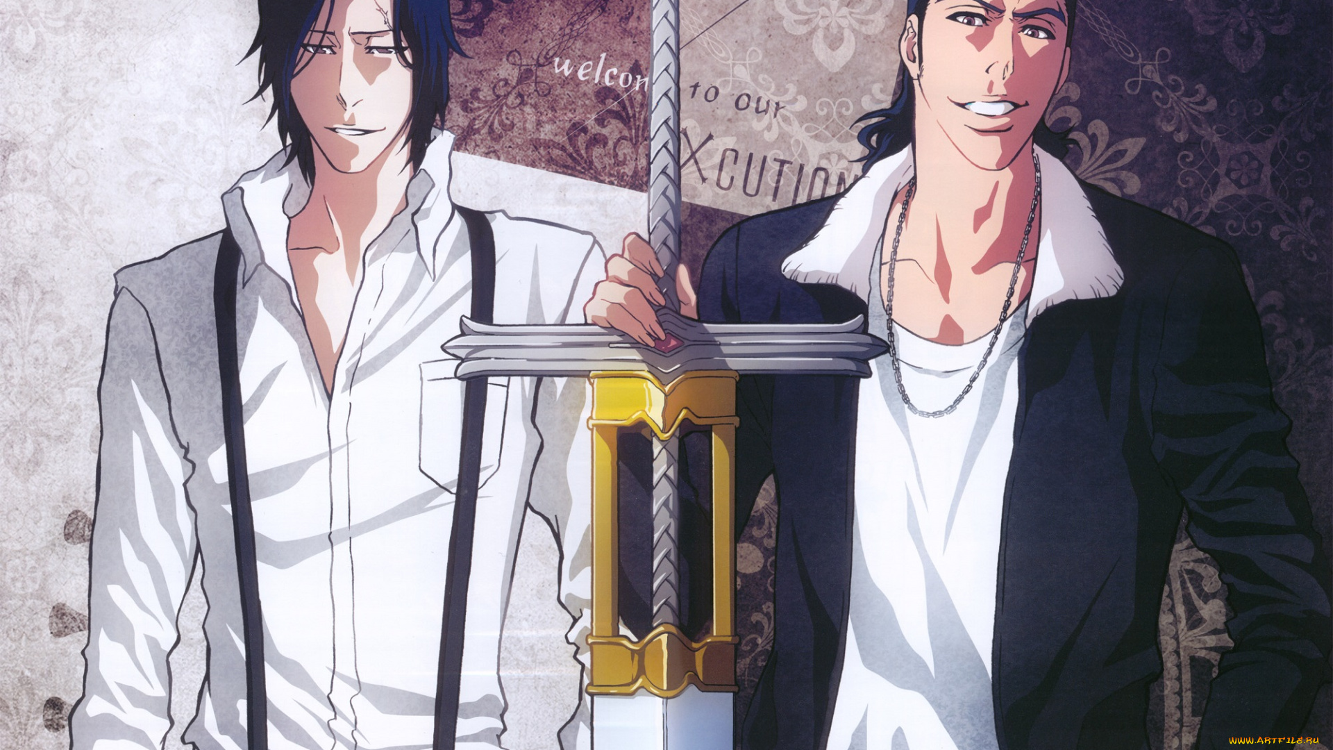 аниме, bleach, меч, парни
