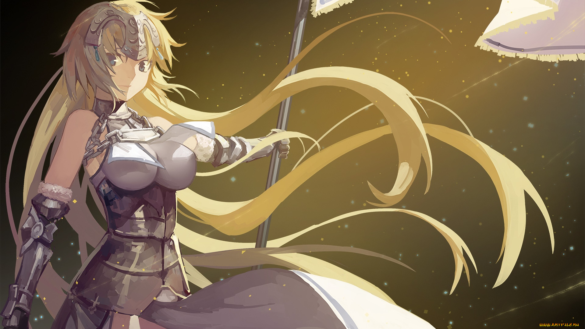 аниме, fate, stay, night, девушка, взгляд, фон